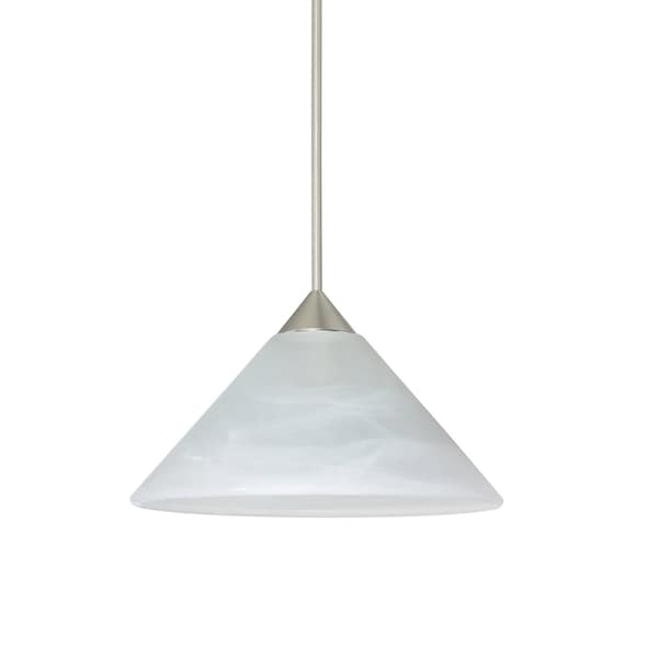 Besa Lighting Kona Cord Pendant, Marble, Satin Nickel Finish, 1x5W LED 1XT-117652-LED-SN - main